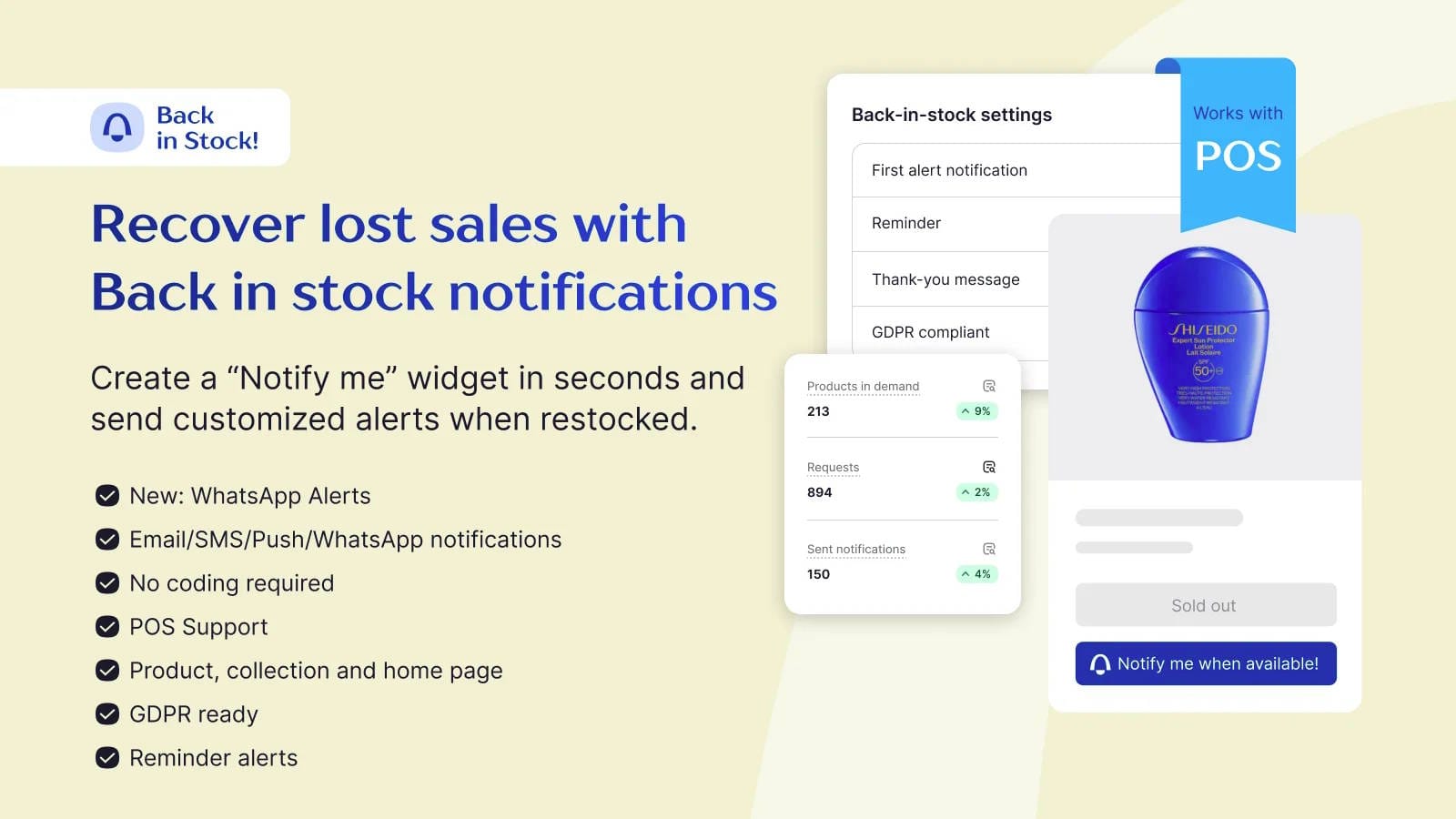 Notify Me! lets shoppers request an alert when a sold-out product returns.