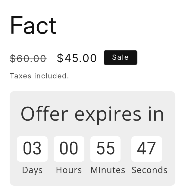 A product page during a Disco flash sale, with the sale price, the original price struck through and Disco's countdown timer under the price